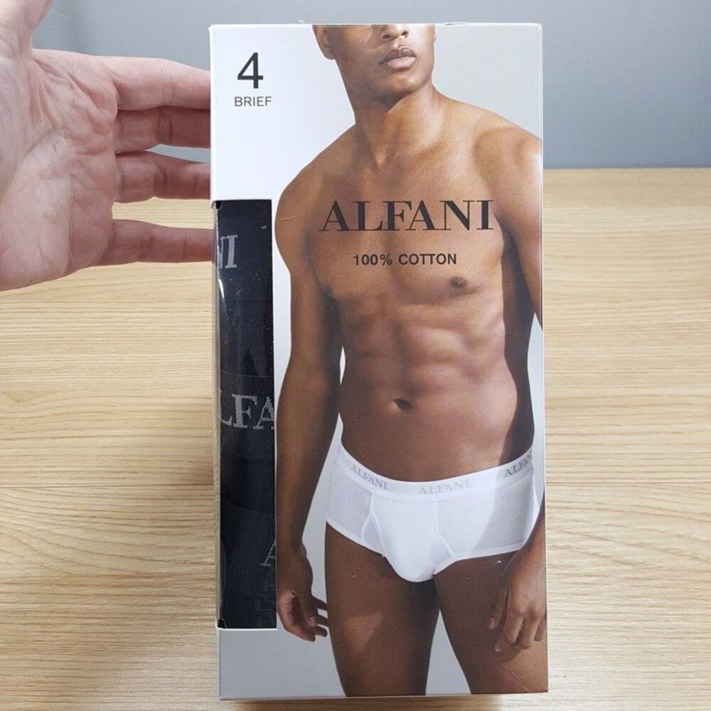 ALFANI Mens Briefs XL Black 4-Pack 100% Cotton Underwear